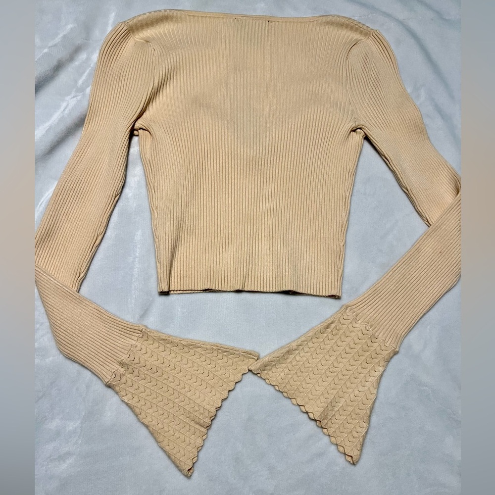 Current Mood Cream Ribbed Button-Up Blouse - Picture 8 of 9